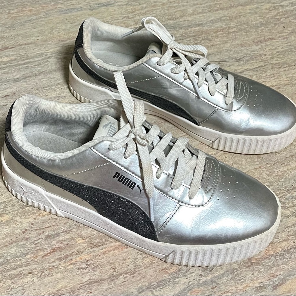 Puma Carina silver and glitter black sneakers - Picture 6 of 13